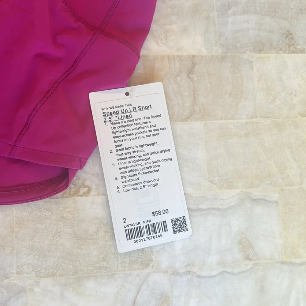 Lululemon Size 2 speed ups- Ripened Raspberry - Picture 4 of 4